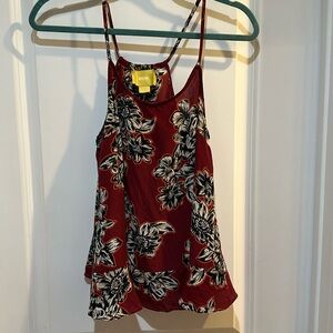 Anthropologie Maeve Zabella Floral Ruffle Silk Tank Top Size 8